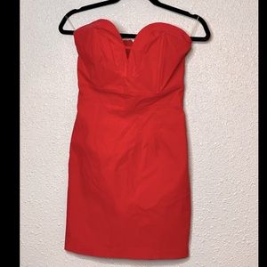 Coral strapless dress